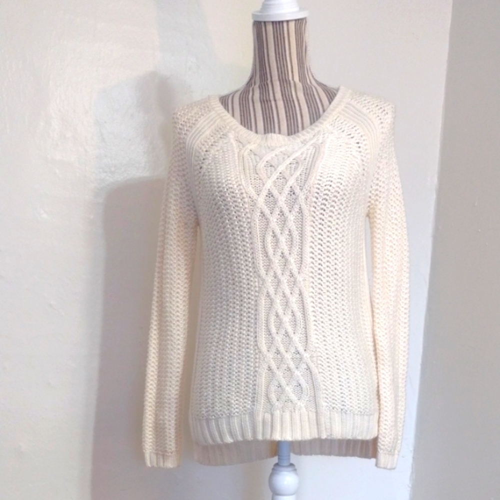 Elegant Cream Cable Knit Sweater
